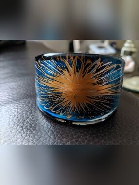 Handcrafted Blue and Gold Glass Bracelet